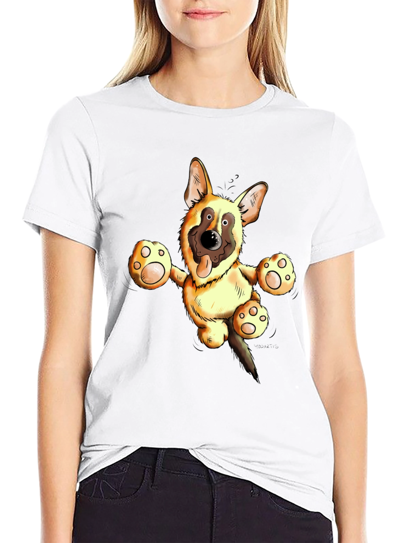 Cartoon German Shepherd Graphic Tee