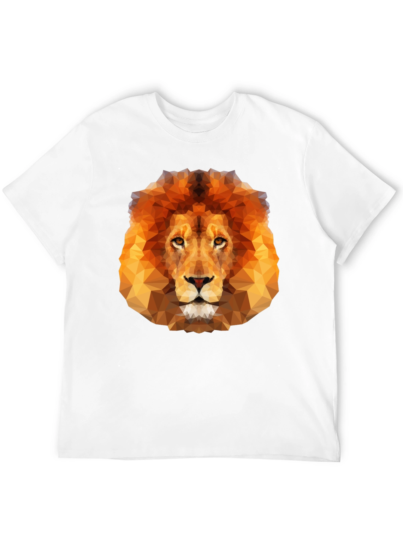 Geometric Lion Graphic Tee - Black Crew Neck