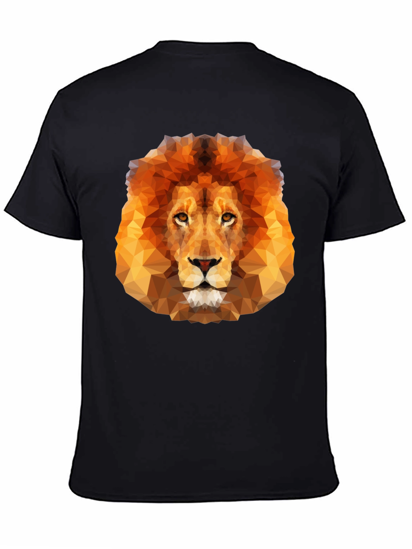 Geometric Lion Graphic Tee - Black Crew Neck