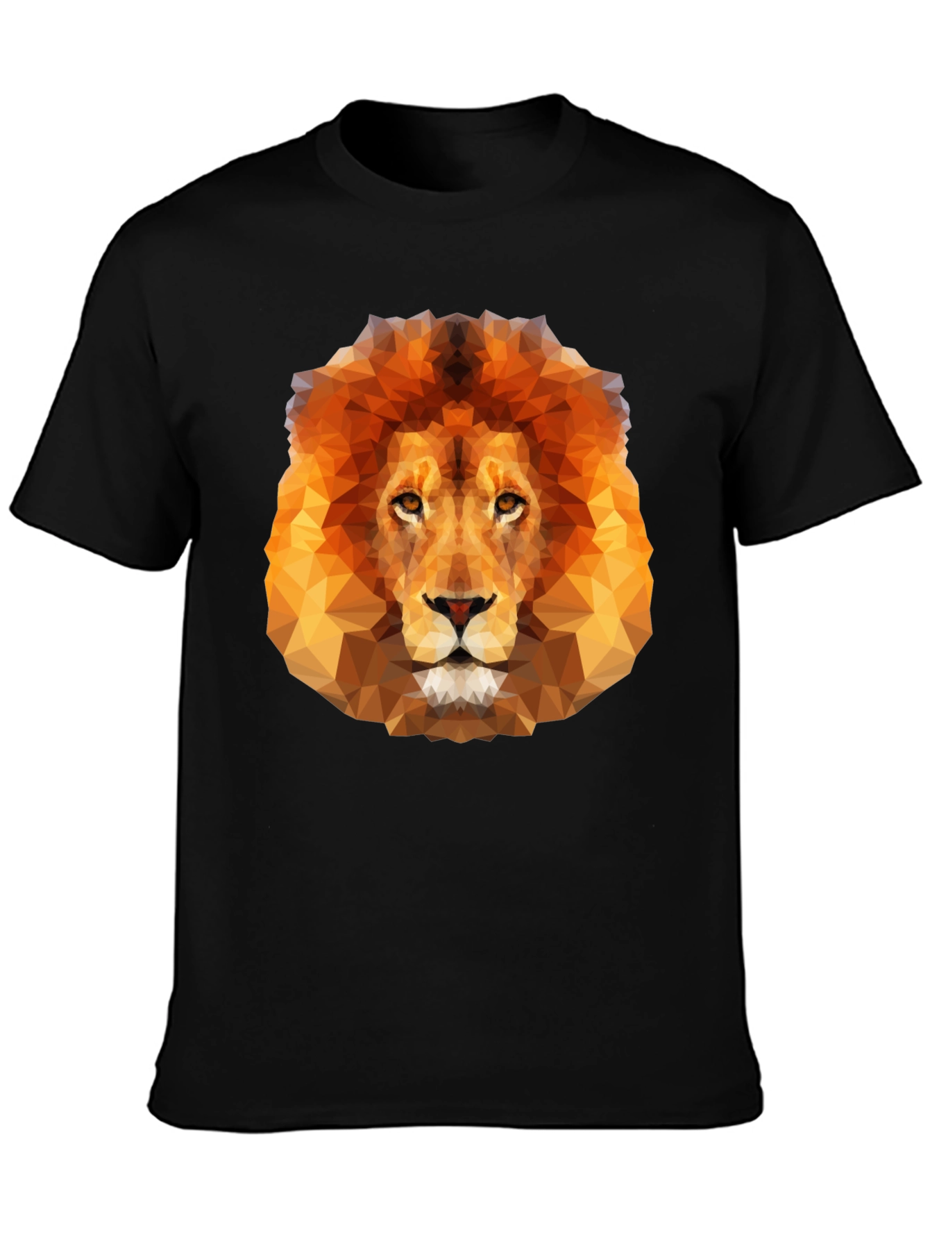 Geometric Lion Graphic Tee - Black Crew Neck