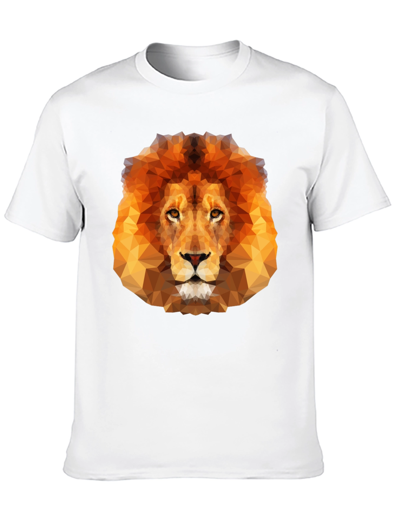 Geometric Lion Graphic Tee - Black Crew Neck