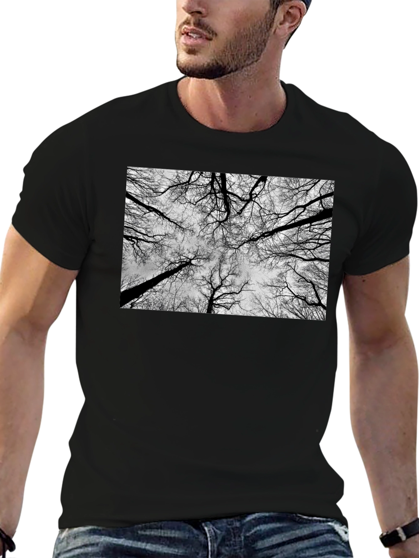 Abstract Trees Black Graphic Tee