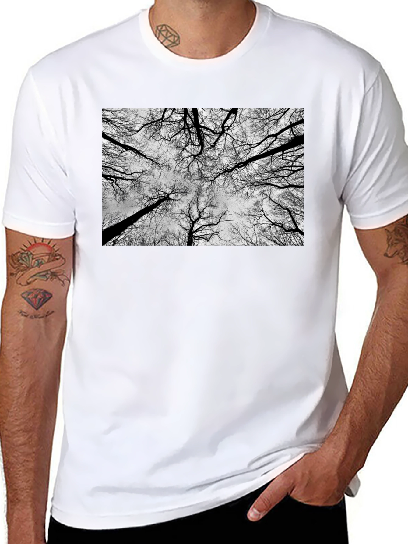 Abstract Trees Black Graphic Tee