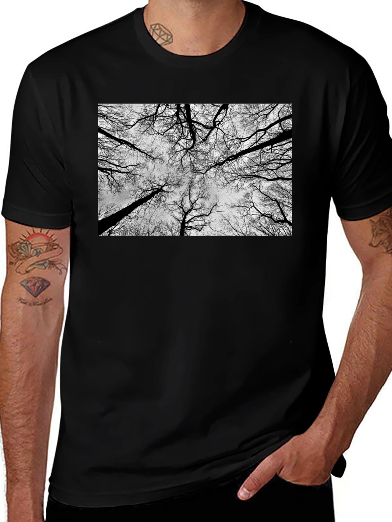 Abstract Trees Black Graphic Tee