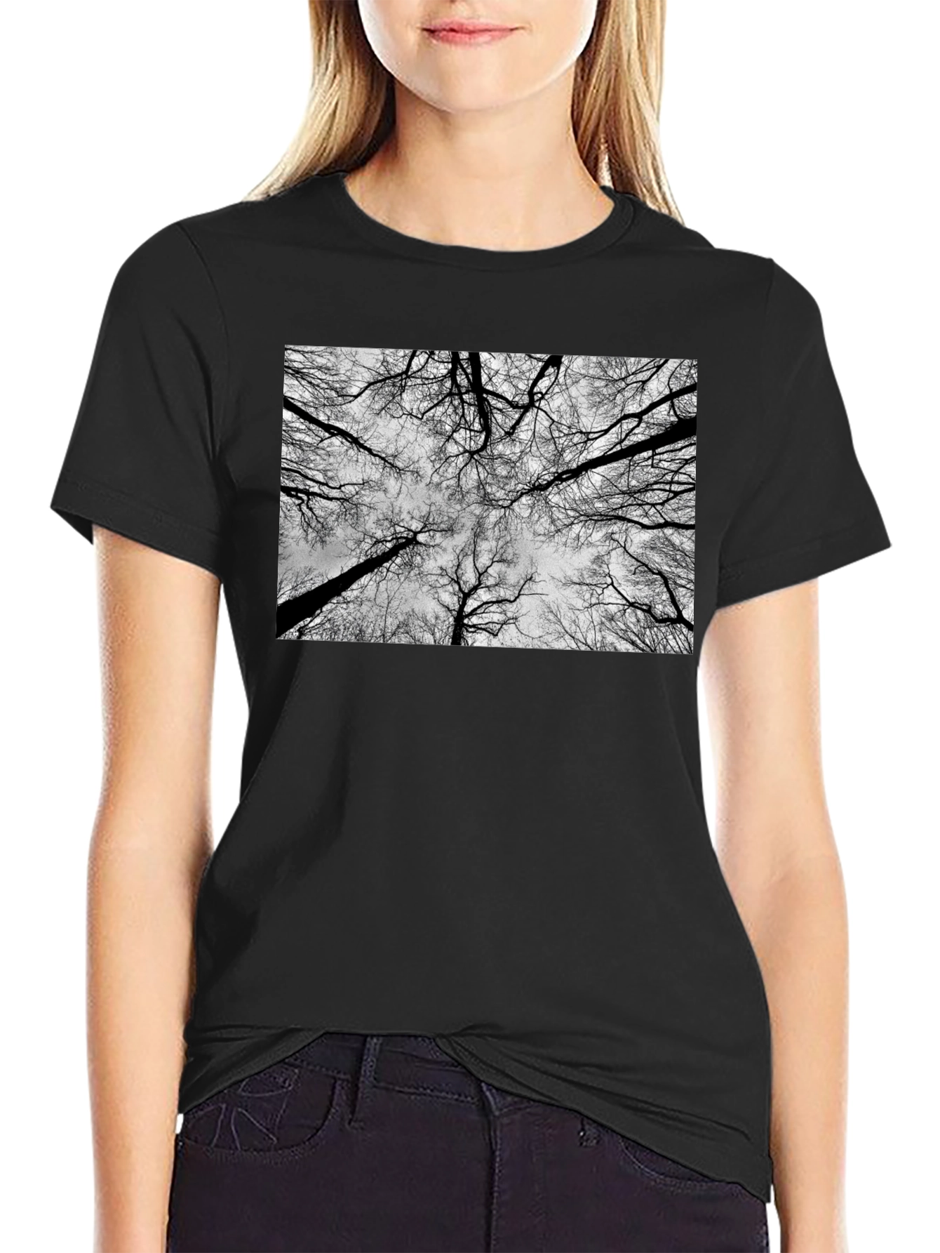 Abstract Trees Black Graphic Tee