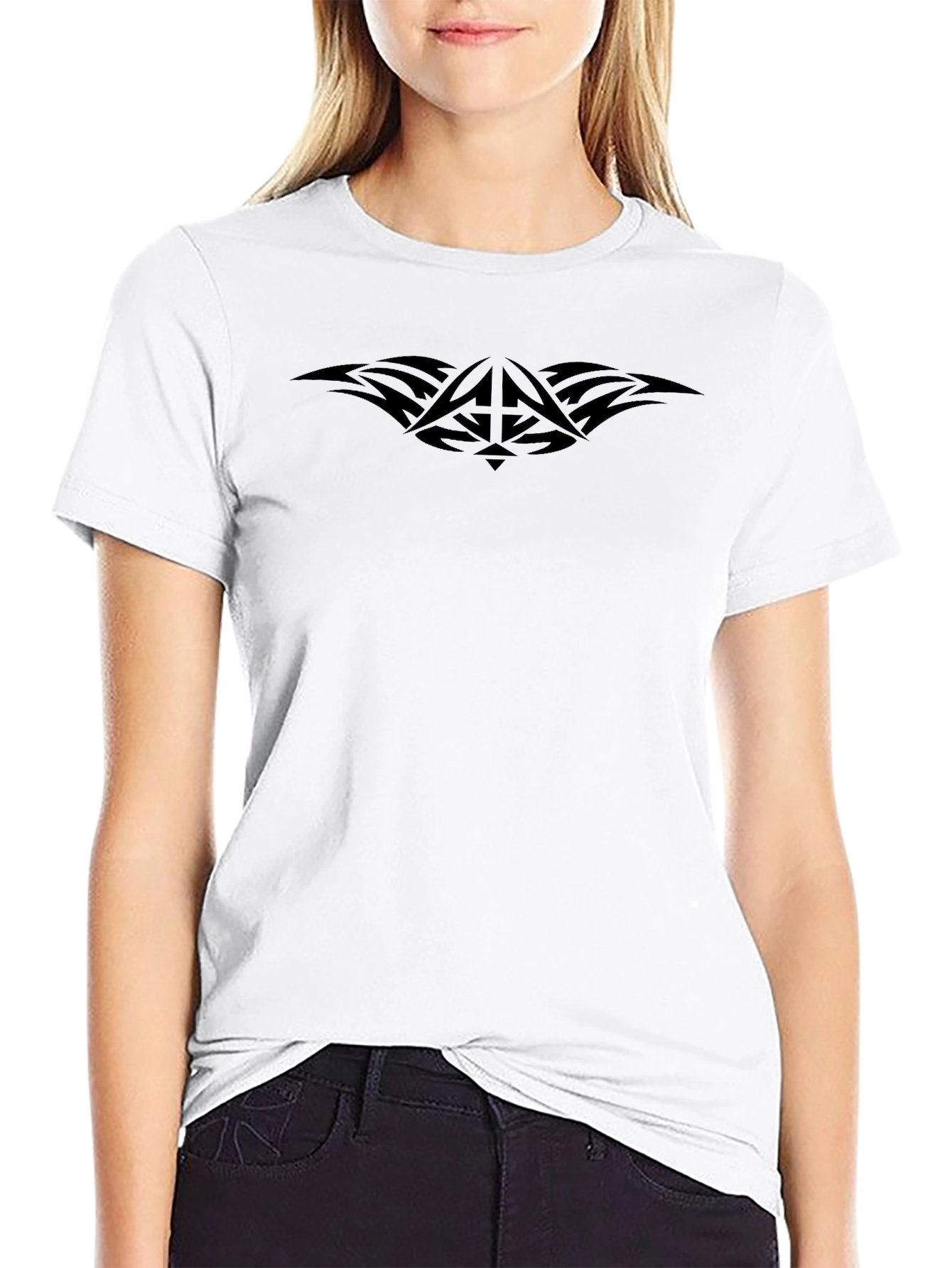 Mens Black Graphic Tee - Tribal Tattoo Design