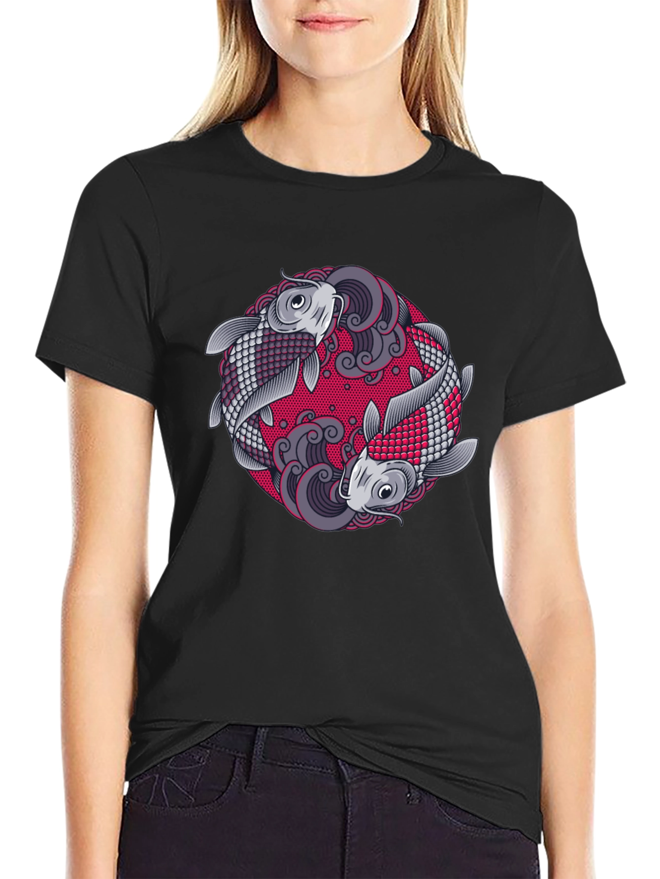 Yin Yang Koi Fish Graphic T-Shirt