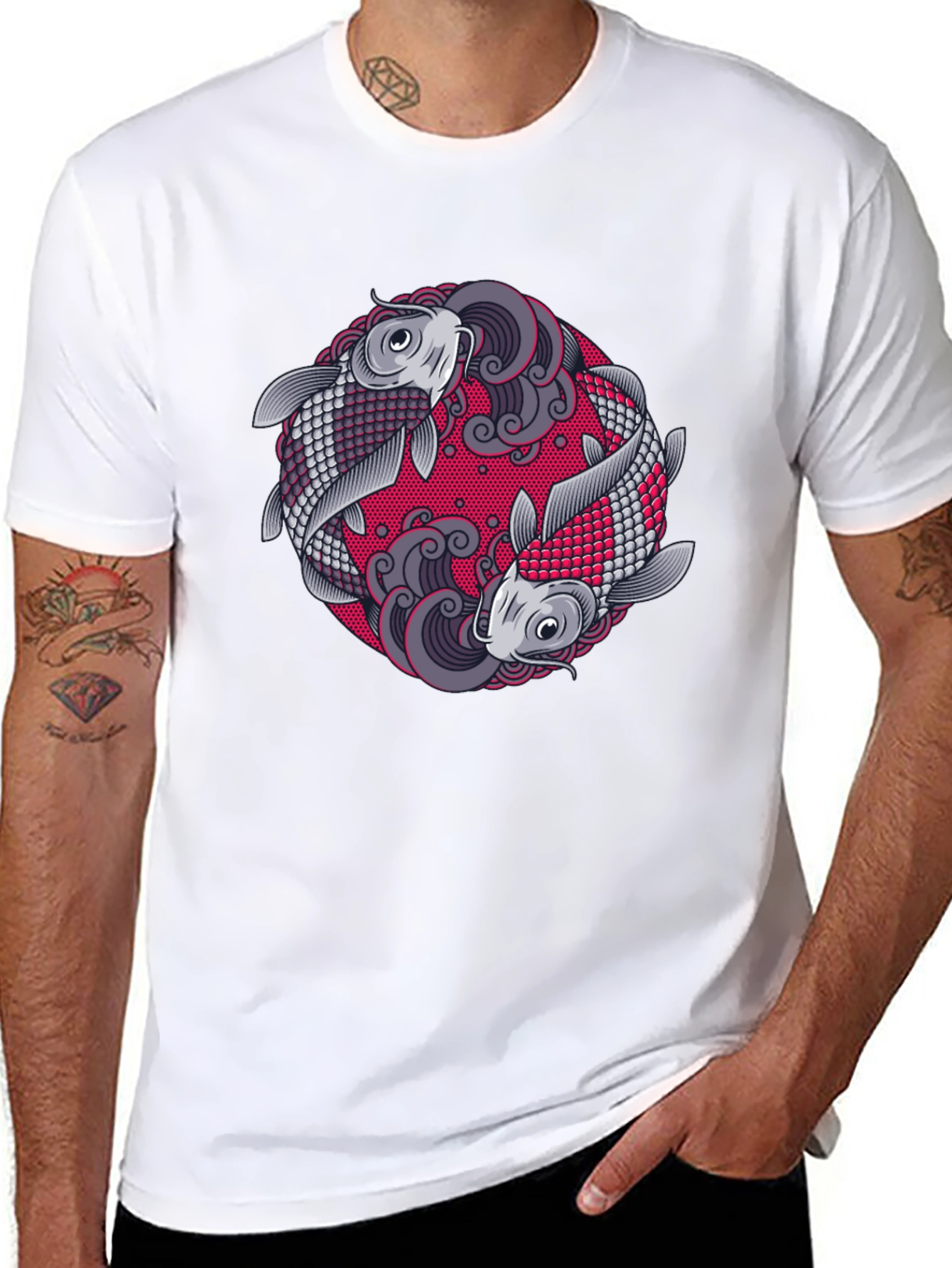 Yin Yang Koi Fish Graphic T-Shirt