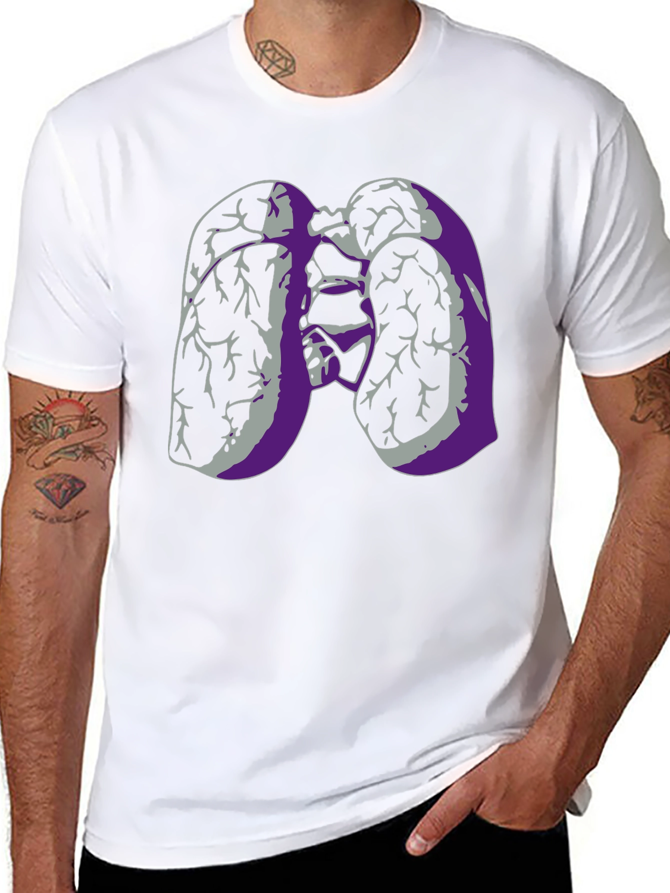 Lung Anatomy Graphic Print Black T-Shirt