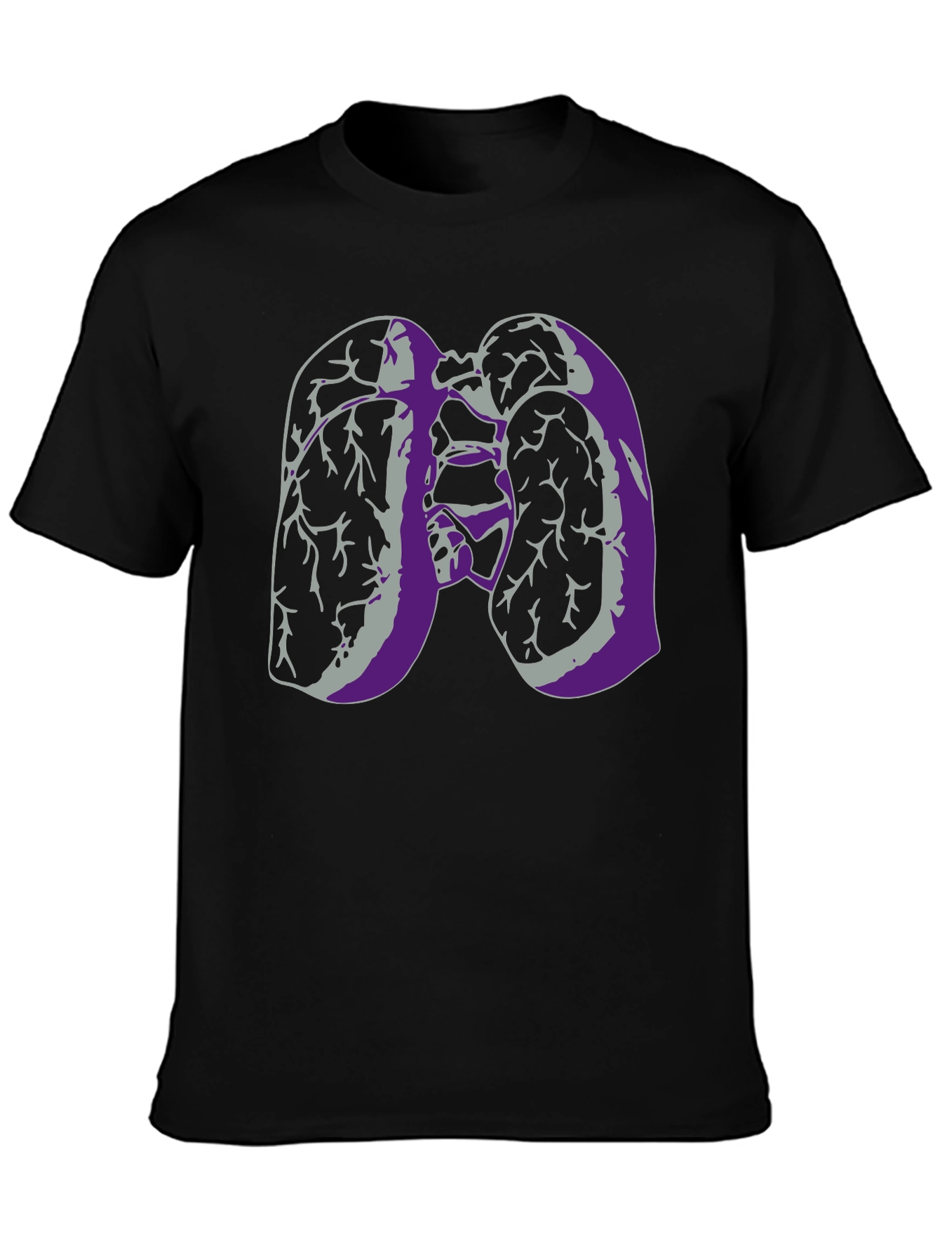 Lung Anatomy Graphic Print Black T-Shirt