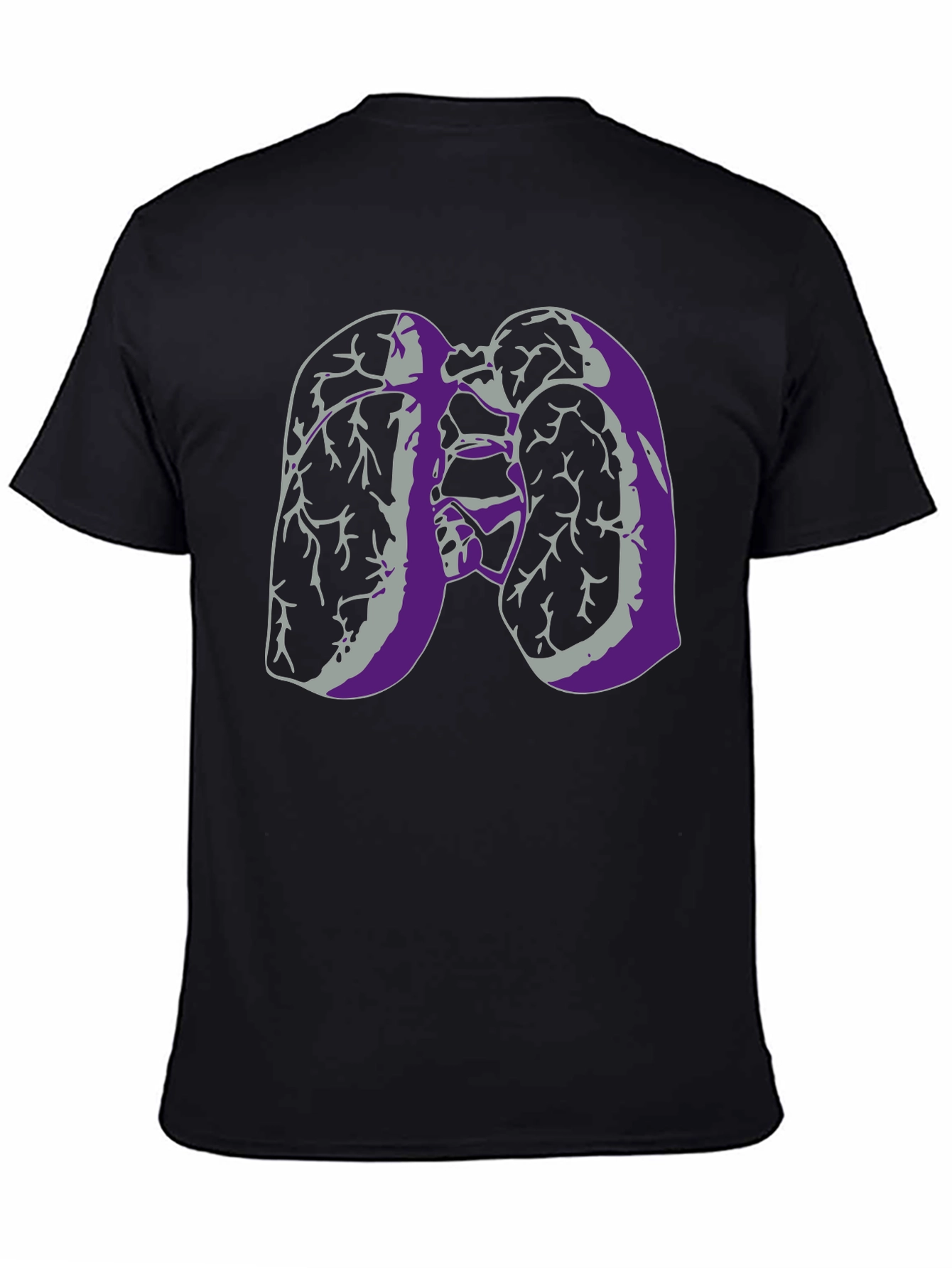 Lung Anatomy Graphic Print Black T-Shirt