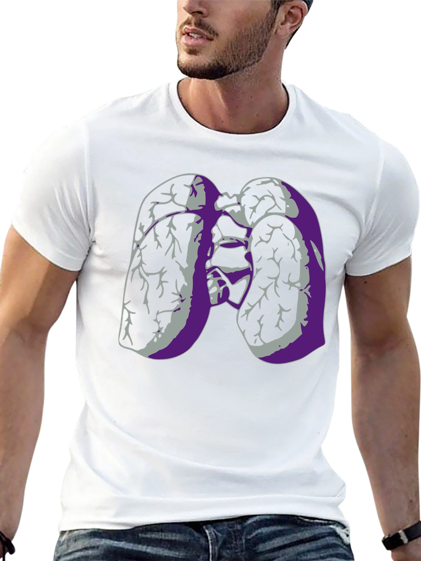 Lung Anatomy Graphic Print Black T-Shirt