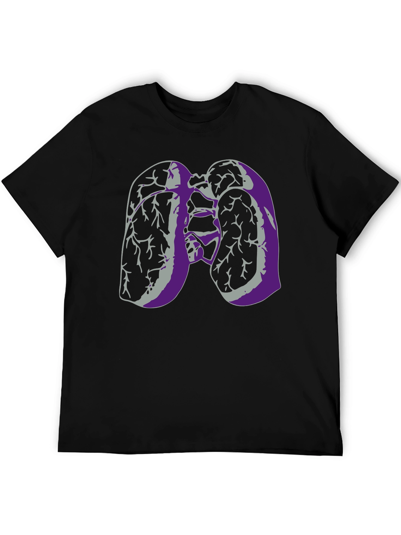 Lung Anatomy Graphic Print Black T-Shirt