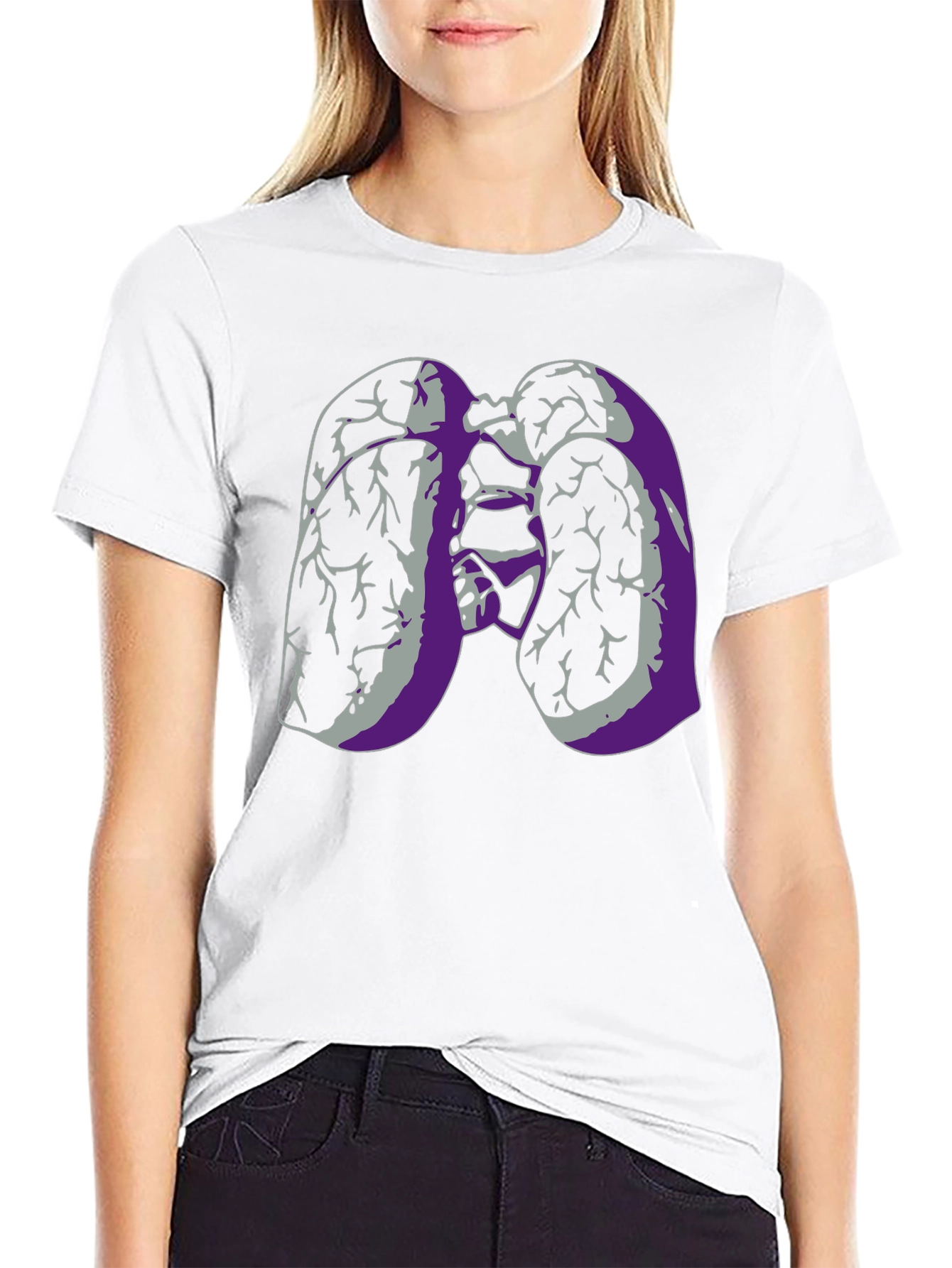 Lung Anatomy Graphic Print Black T-Shirt