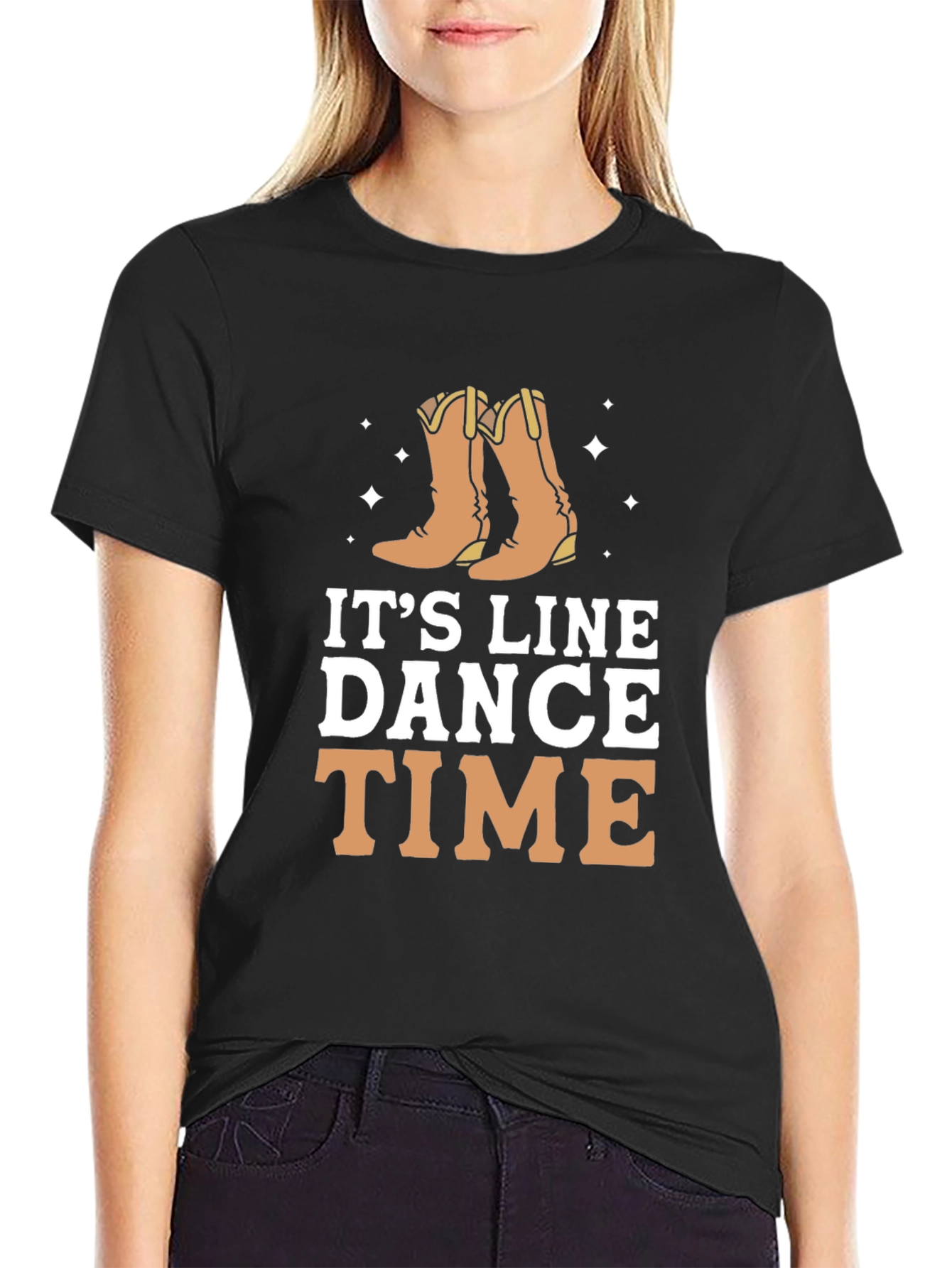 Its Line Dance Time Black T-Shirt