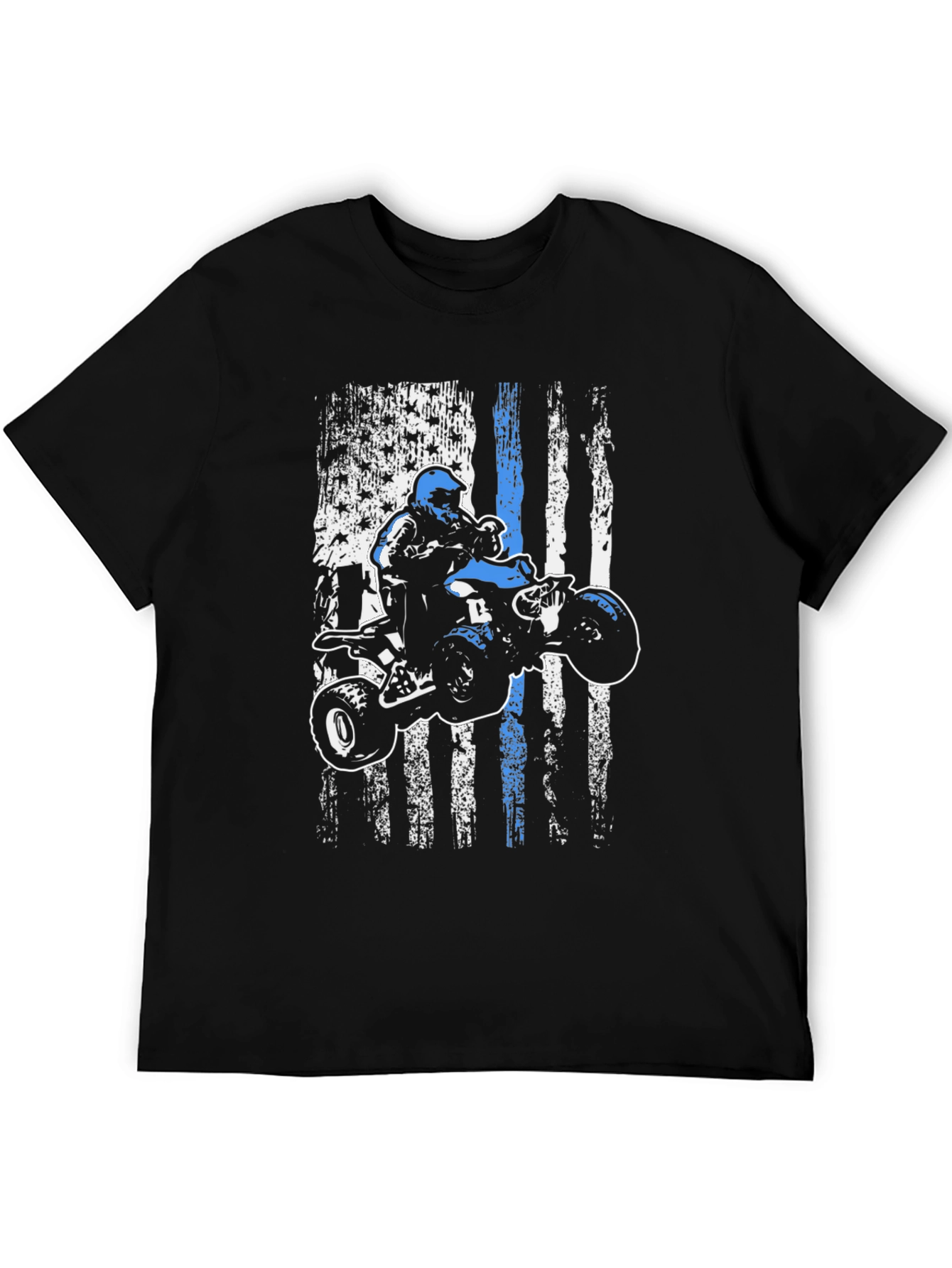 ATV Rider Thin Blue Line American Flag T-Shirt