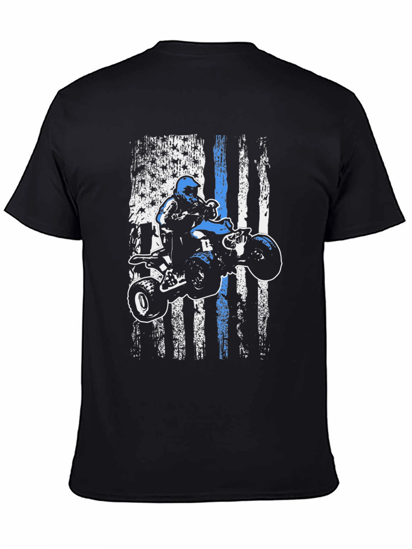 ATV Rider Thin Blue Line American Flag T-Shirt