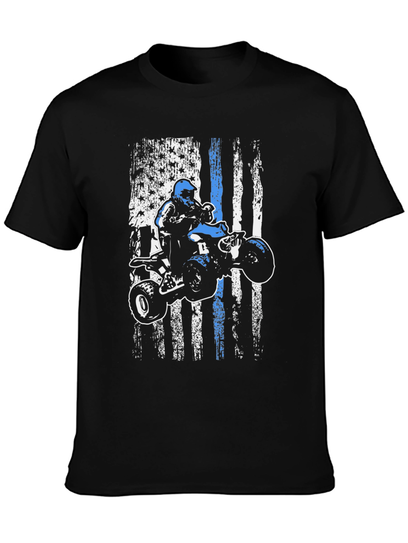 ATV Rider Thin Blue Line American Flag T-Shirt