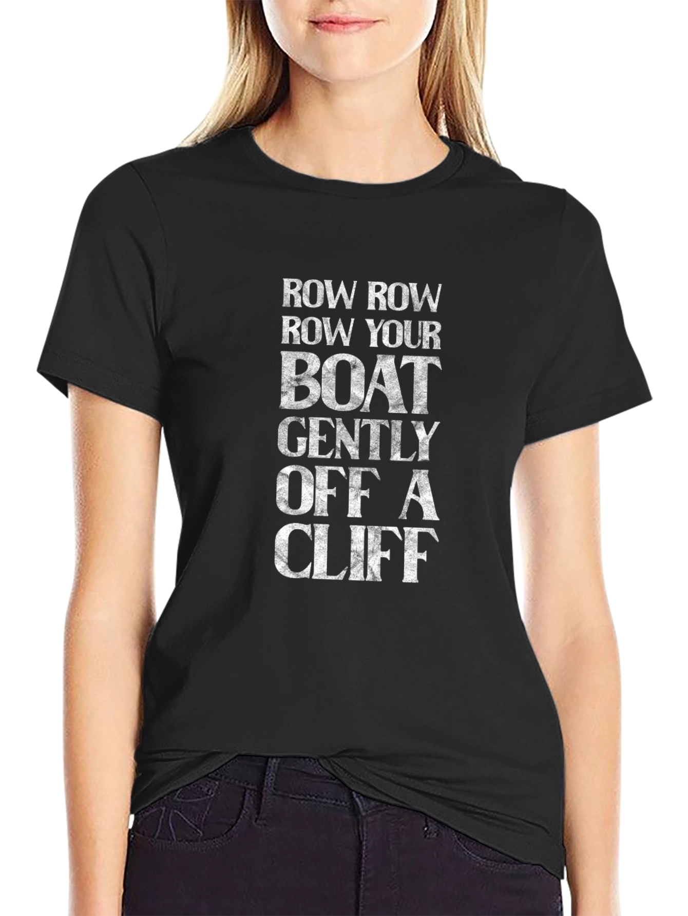 Row Your Boat Funny Black Graphic T-Shirt