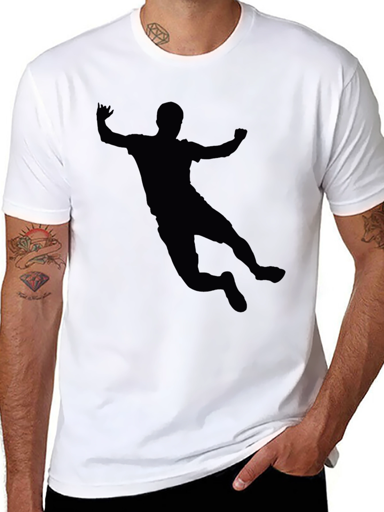 Handball Player Silhouette Black T-Shirt