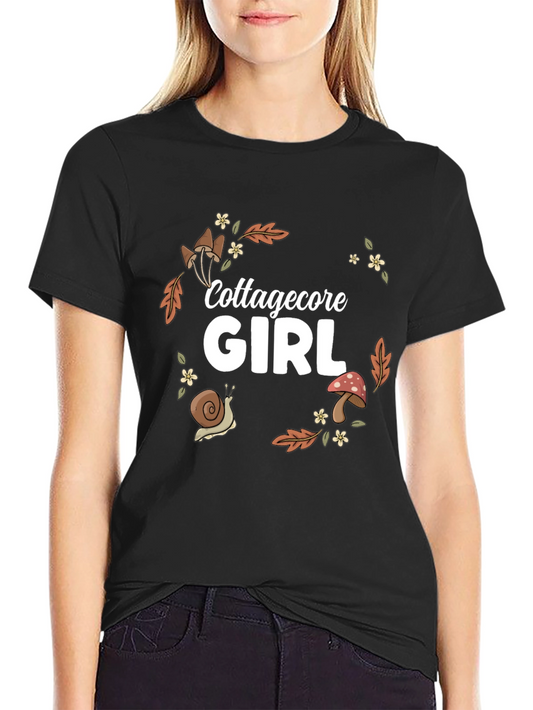 Cottagecore Girl Graphic Tee - Naturecore Style