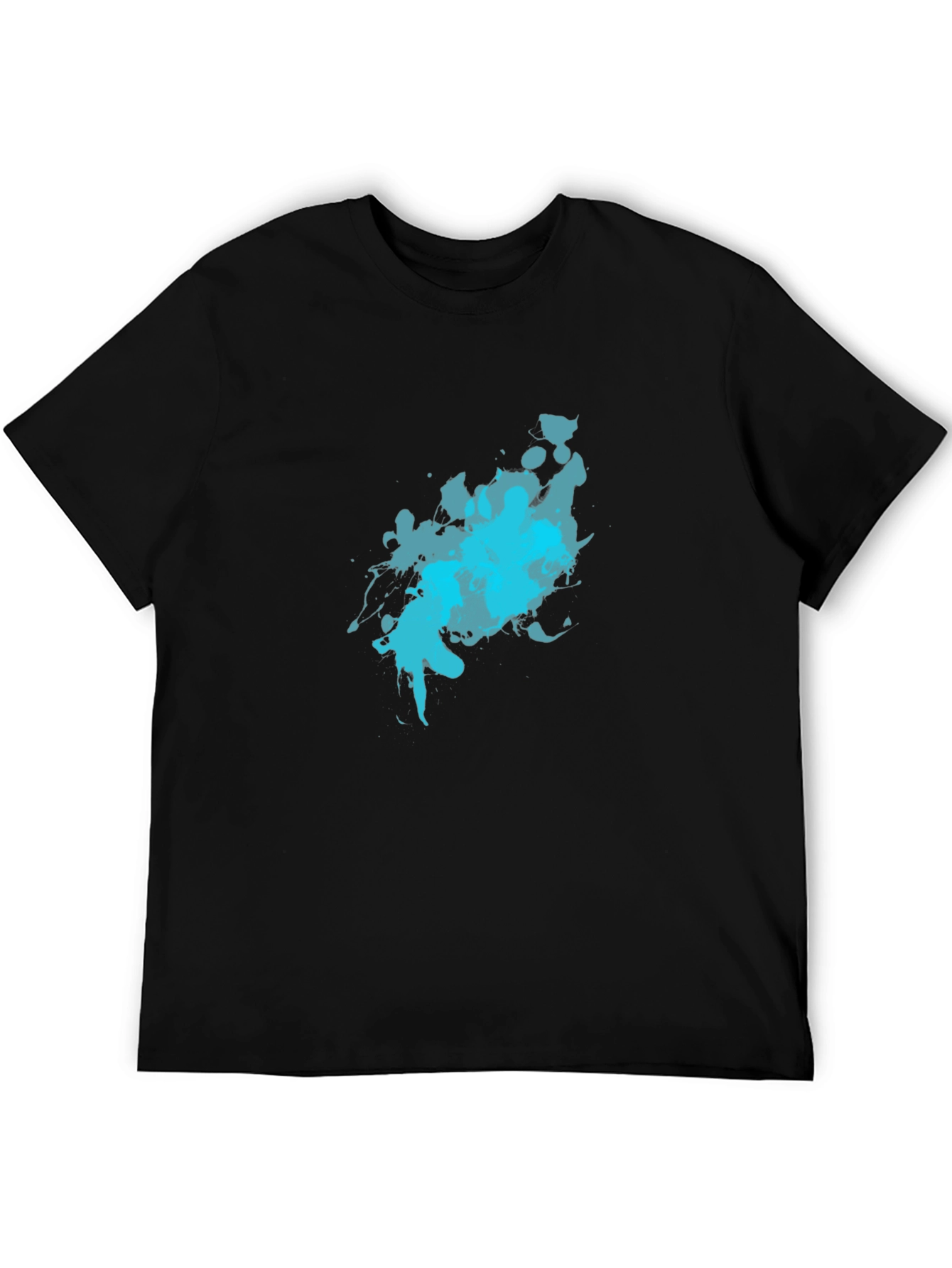 Abstract Blue Splash Black T-Shirt