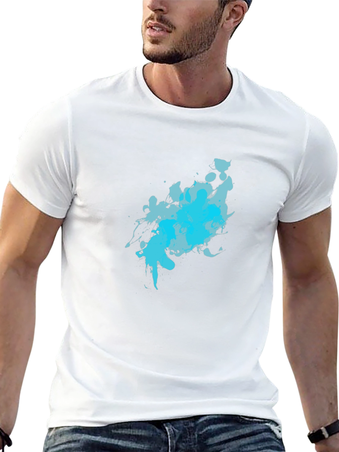Abstract Blue Splash Black T-Shirt