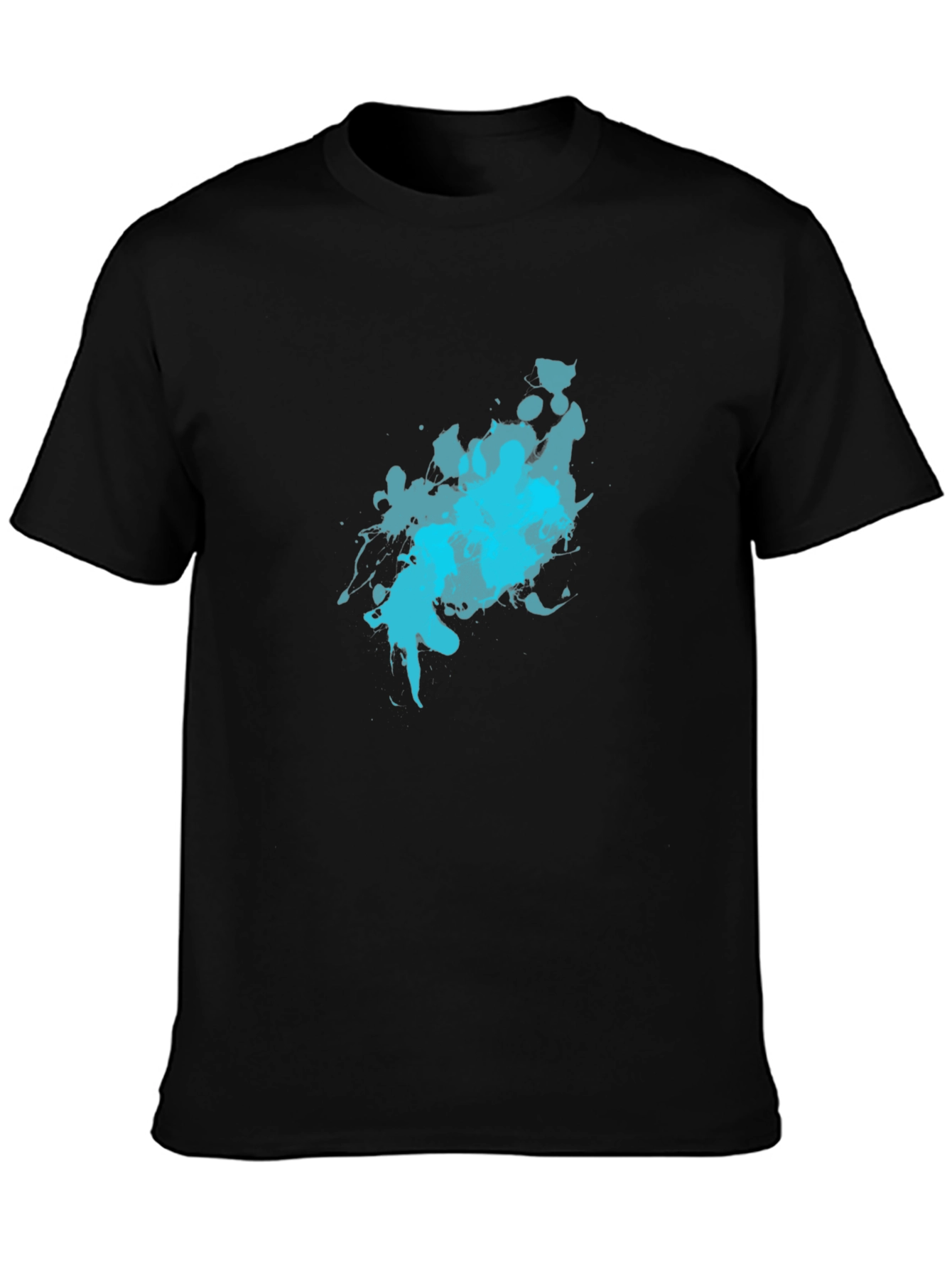 Abstract Blue Splash Black T-Shirt