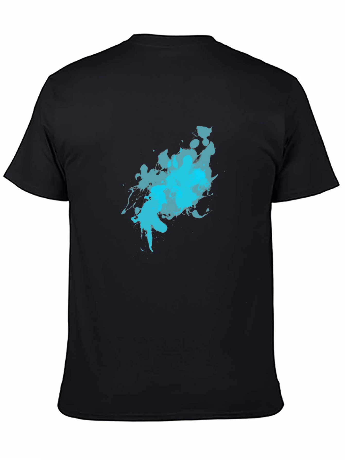 Abstract Blue Splash Black T-Shirt
