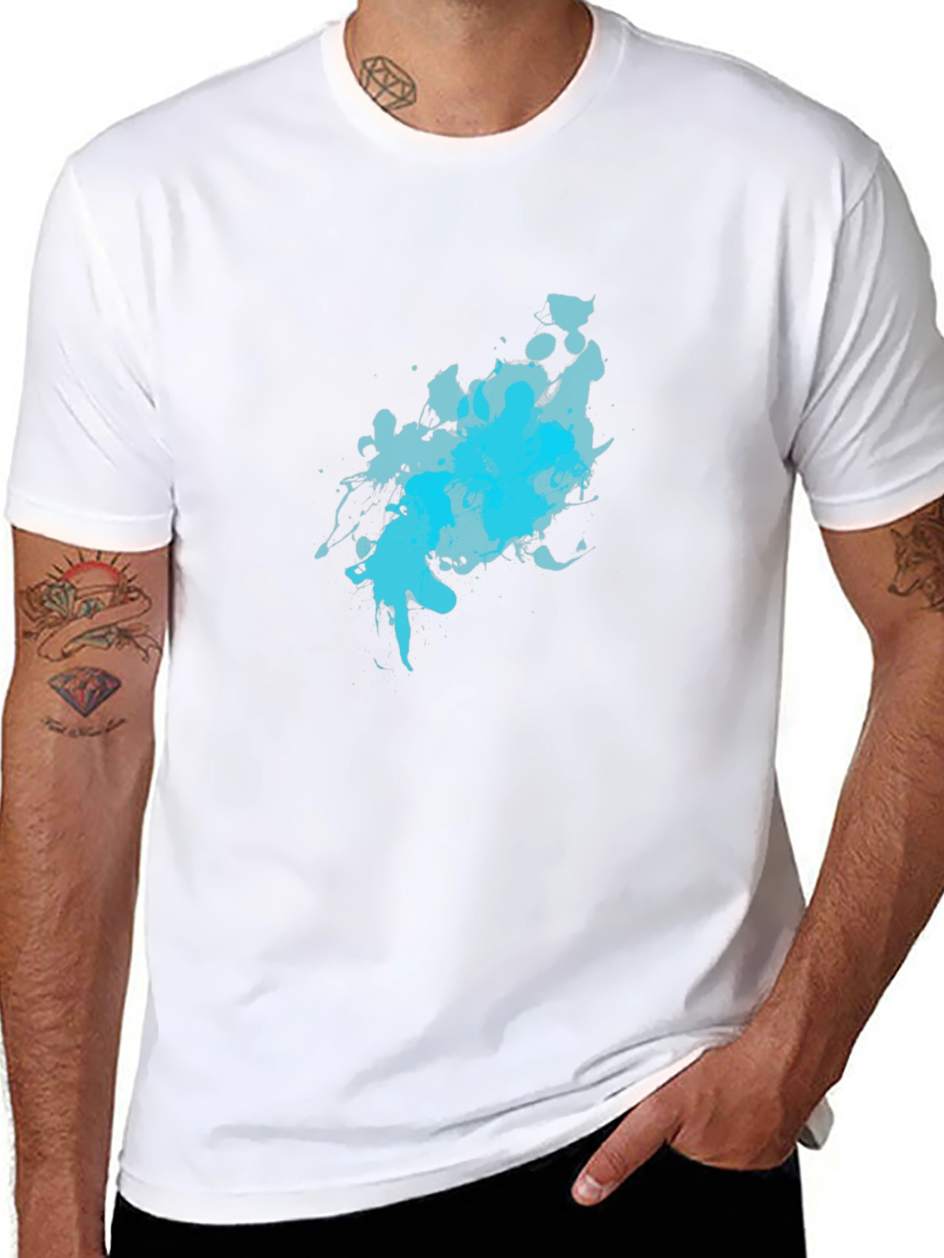 Abstract Blue Splash Black T-Shirt