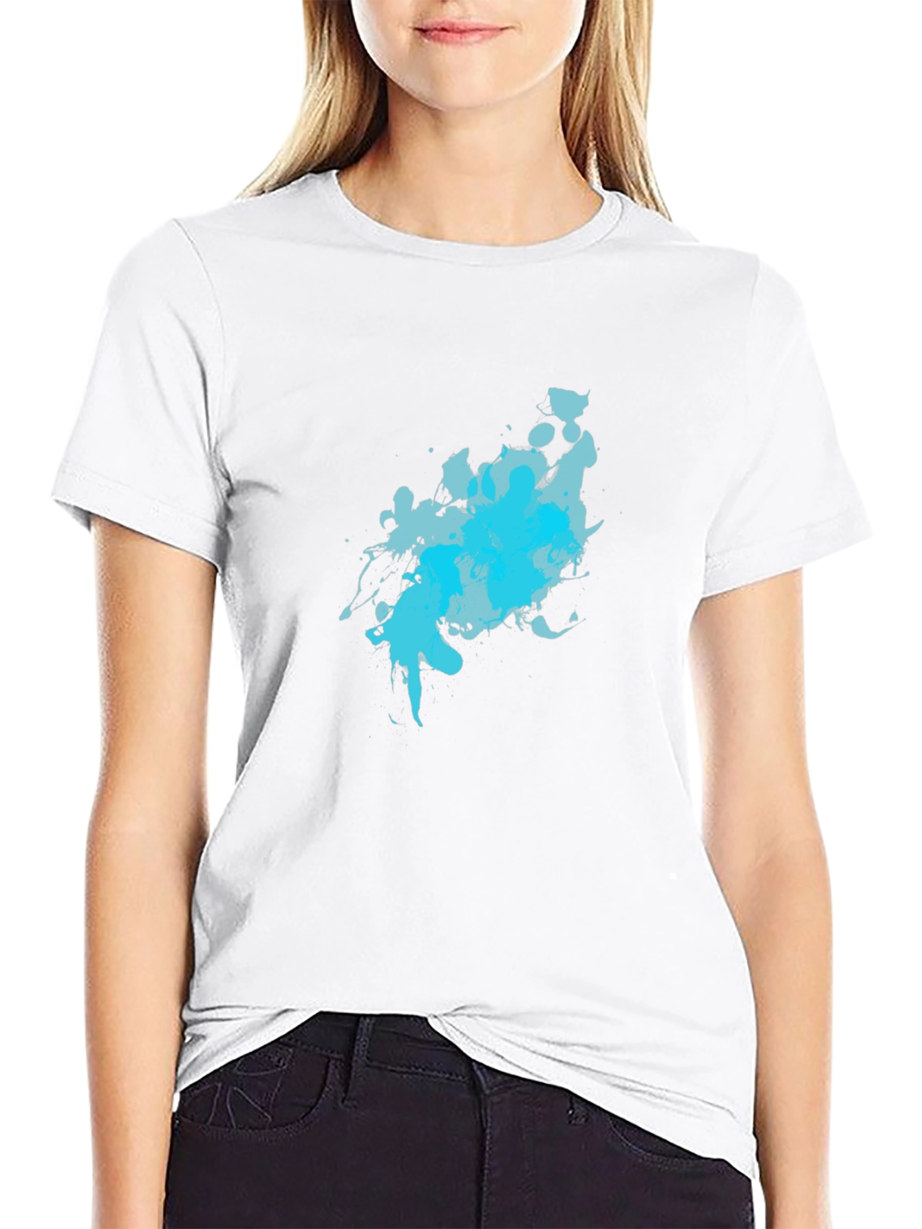 Abstract Blue Splash Black T-Shirt