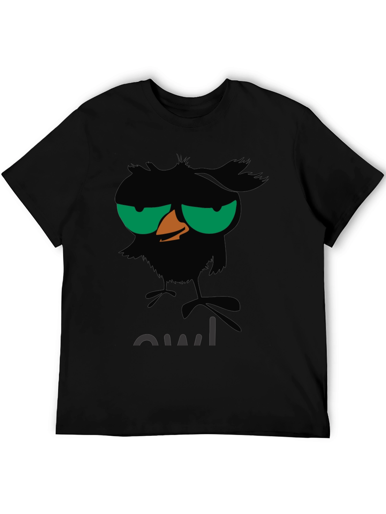 Grumpy Owl Graphic T-Shirt - Black Cotton Tee