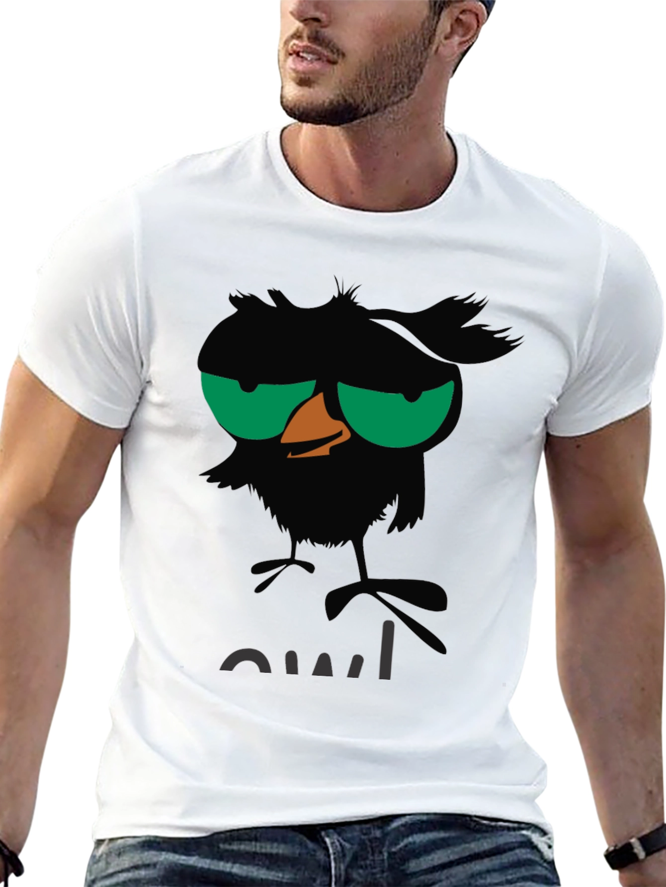 Grumpy Owl Graphic T-Shirt - Black Cotton Tee