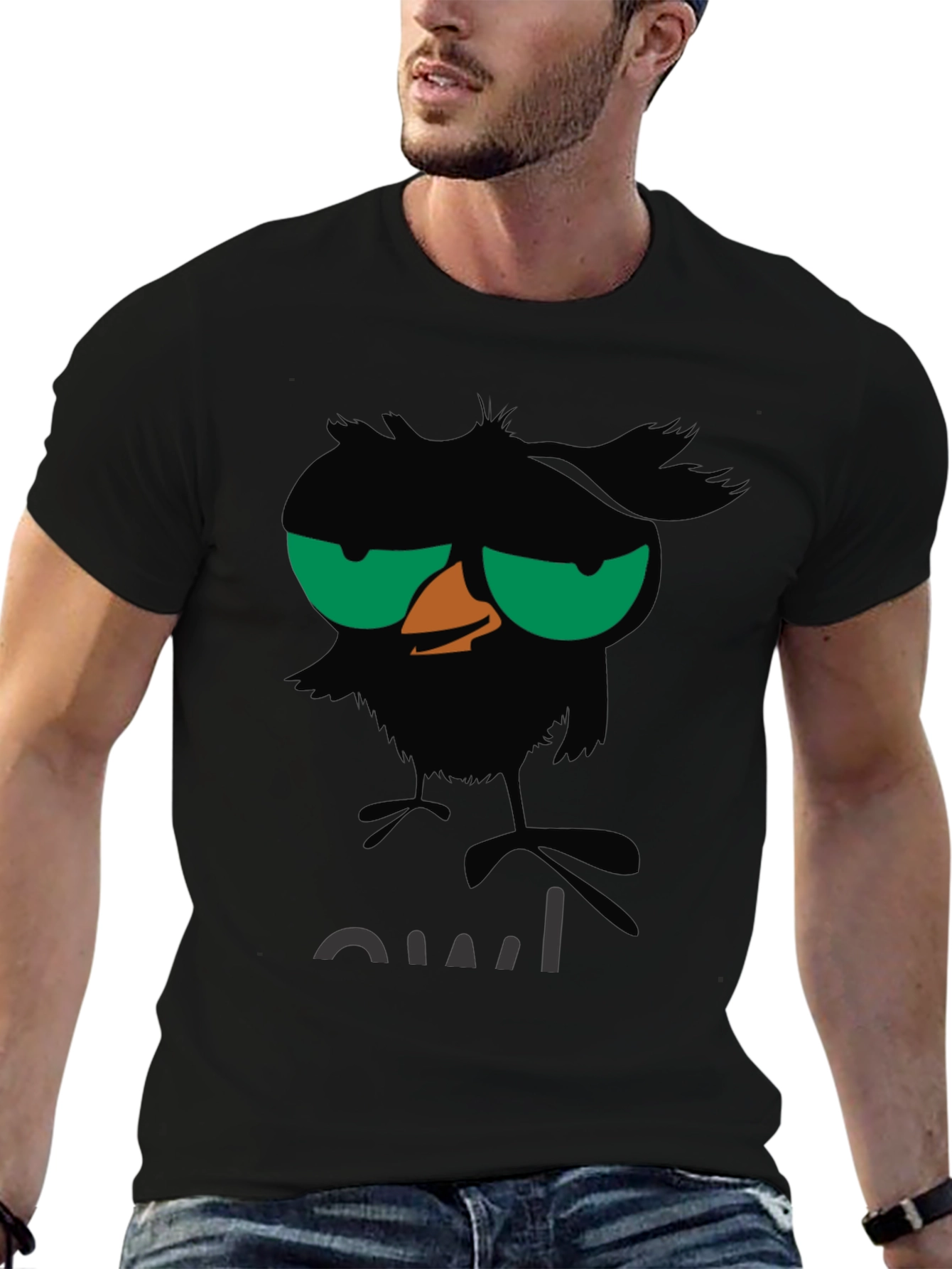 Grumpy Owl Graphic T-Shirt - Black Cotton Tee