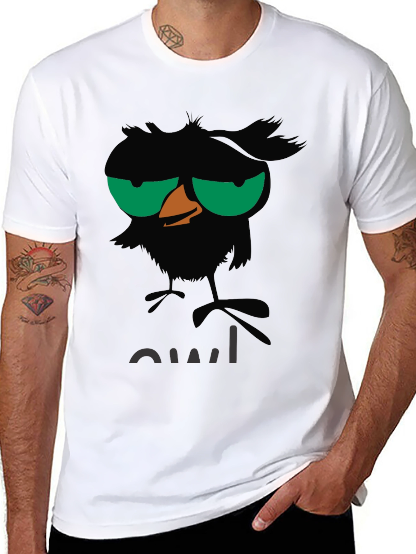 Grumpy Owl Graphic T-Shirt - Black Cotton Tee