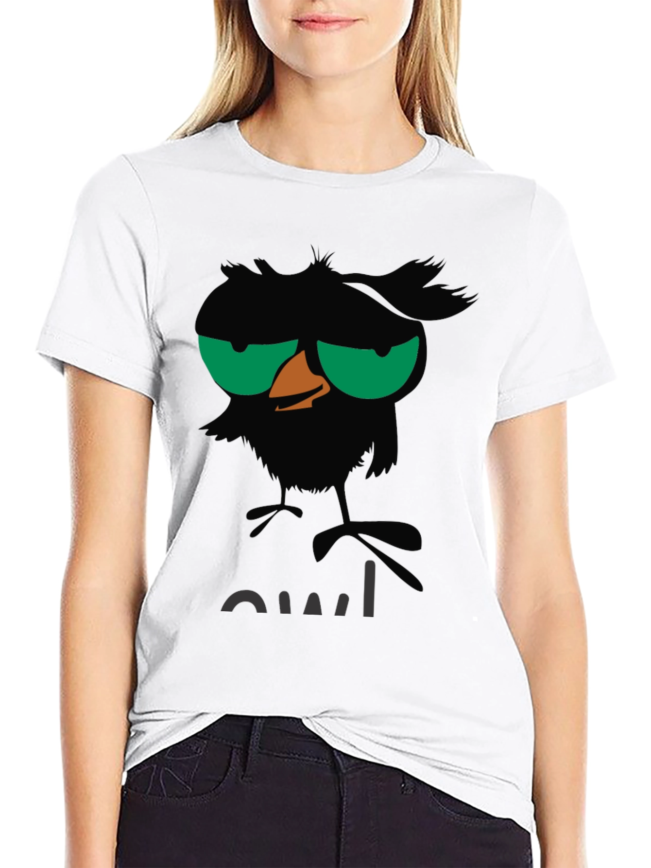 Grumpy Owl Graphic T-Shirt - Black Cotton Tee