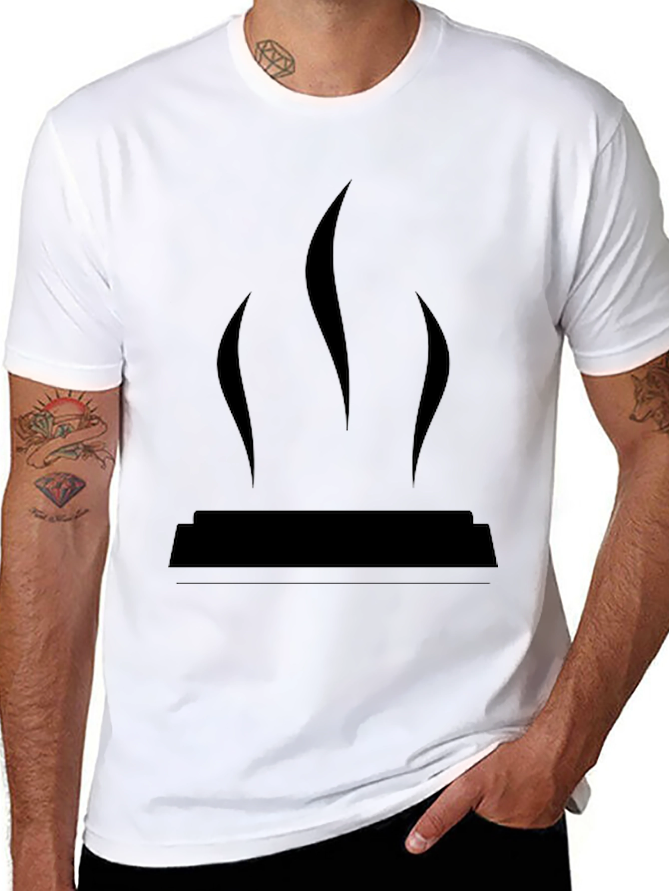 Mens Black T-Shirt with Grill Design