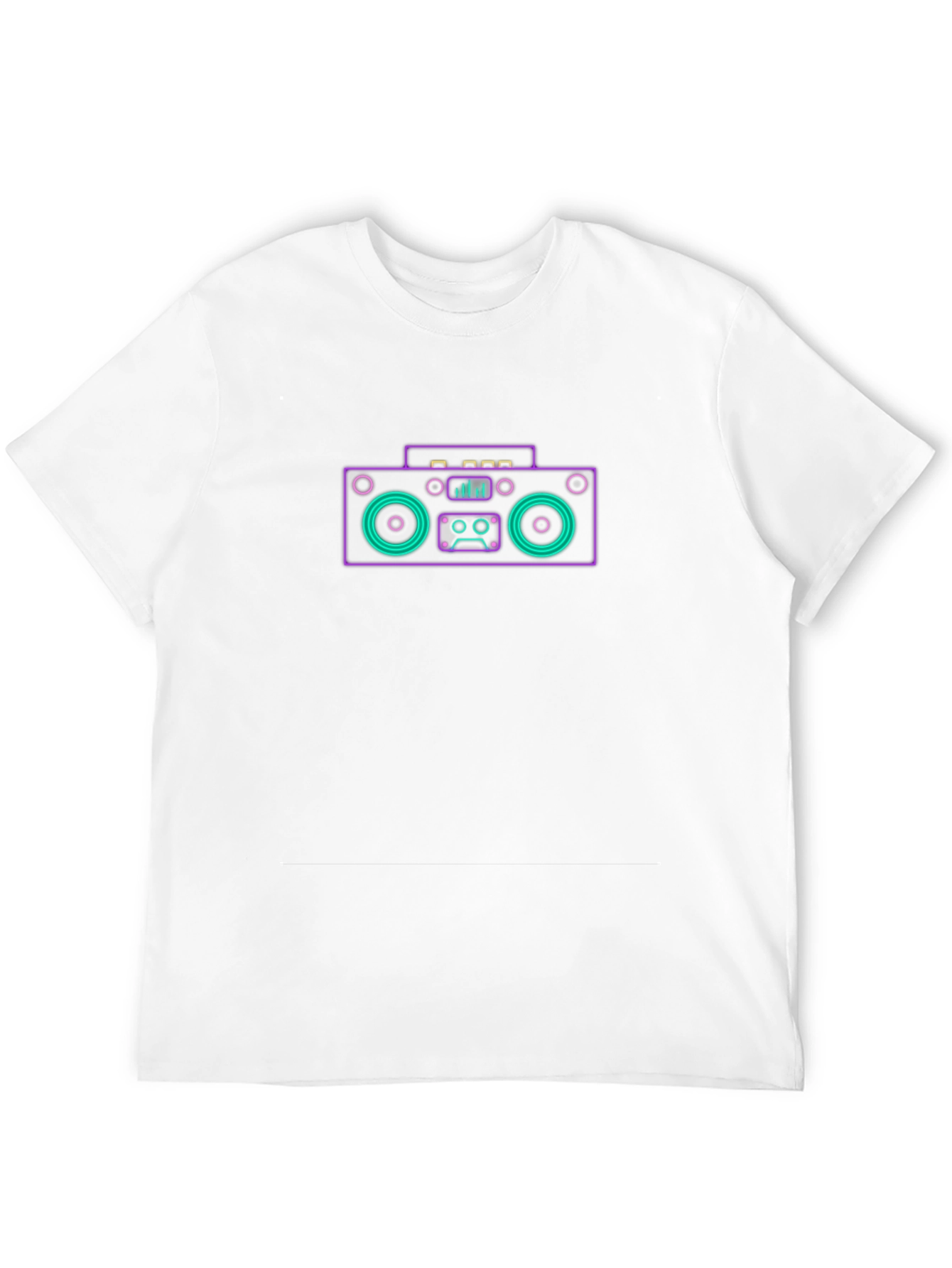 Neon Boombox Graphic Tee - Retro Style