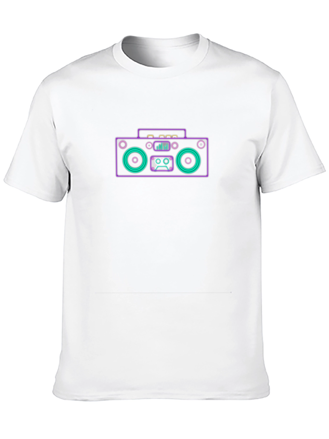 Neon Boombox Graphic Tee - Retro Style