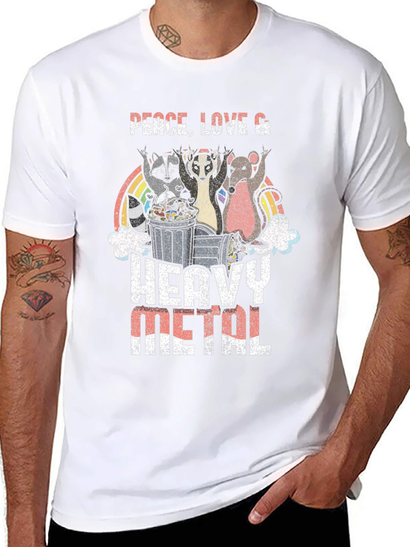 Peace Love Heavy Metal Graphic T-Shirt