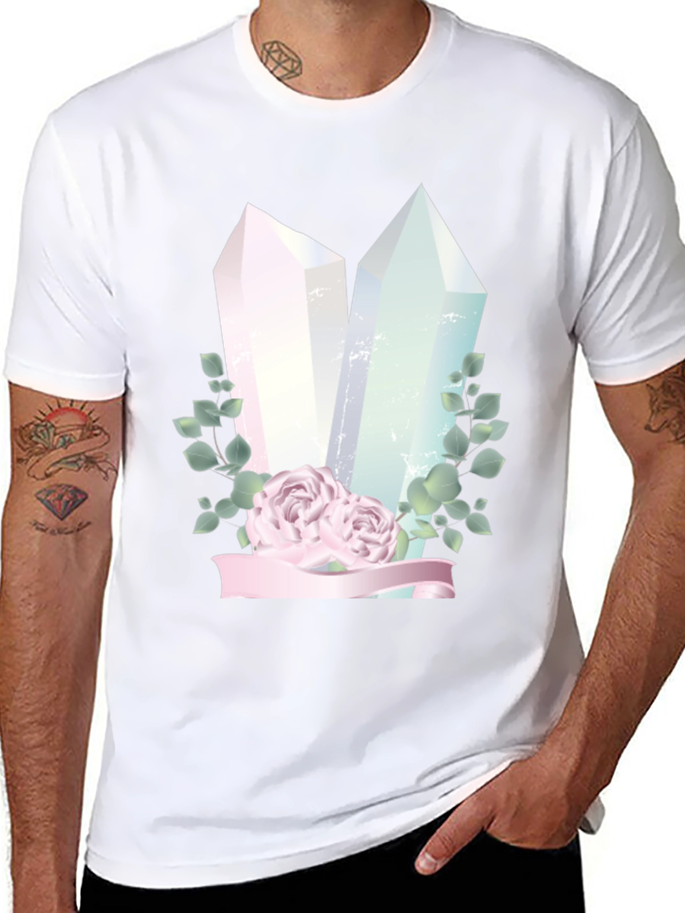 Crystal & Roses Graphic Black T-Shirt