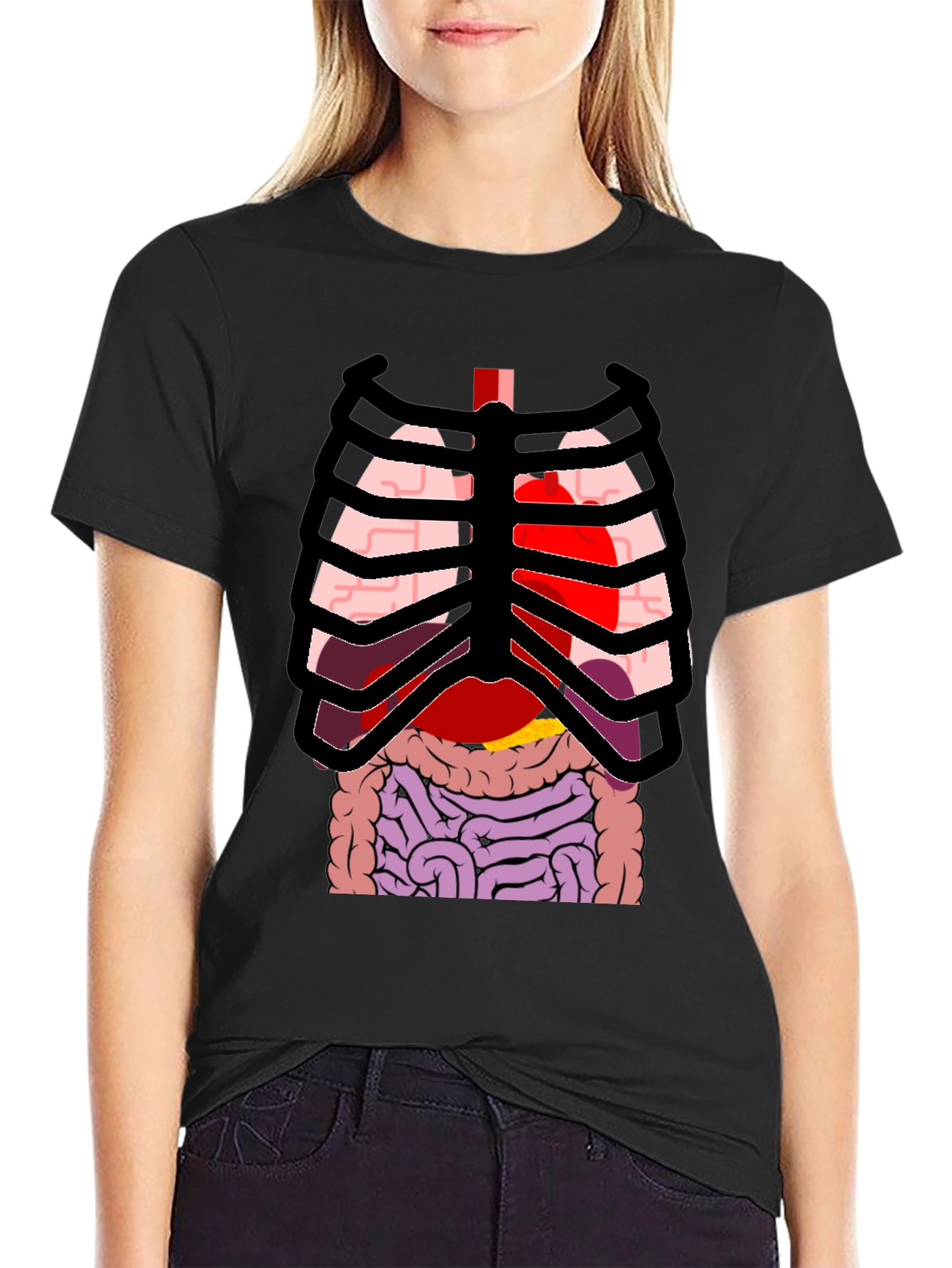 Anatomy Rib Cage Print Black T-Shirt