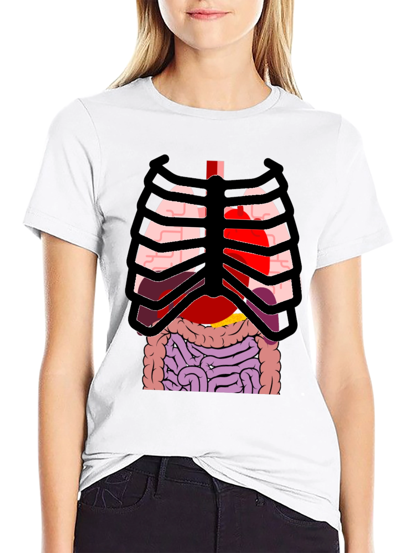 Anatomy Rib Cage Print Black T-Shirt