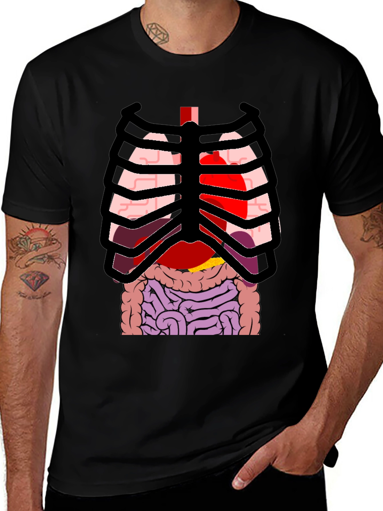 Anatomy Rib Cage Print Black T-Shirt
