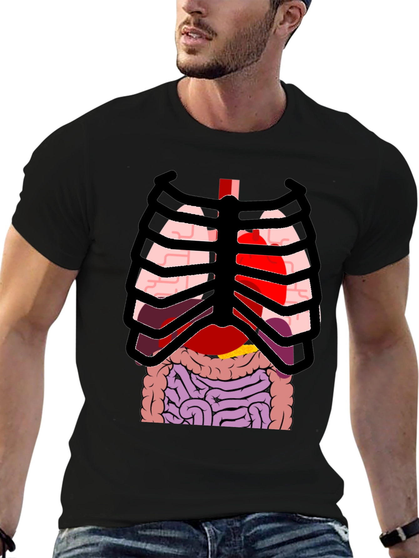 Anatomy Rib Cage Print Black T-Shirt