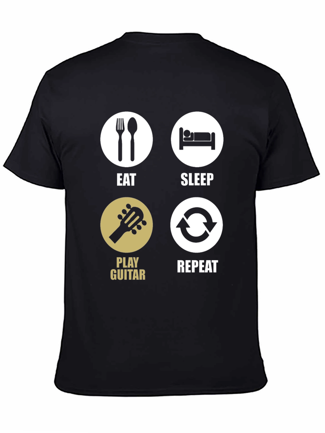 Eat Sleep Play Guitar Repeat Black T-Shirt