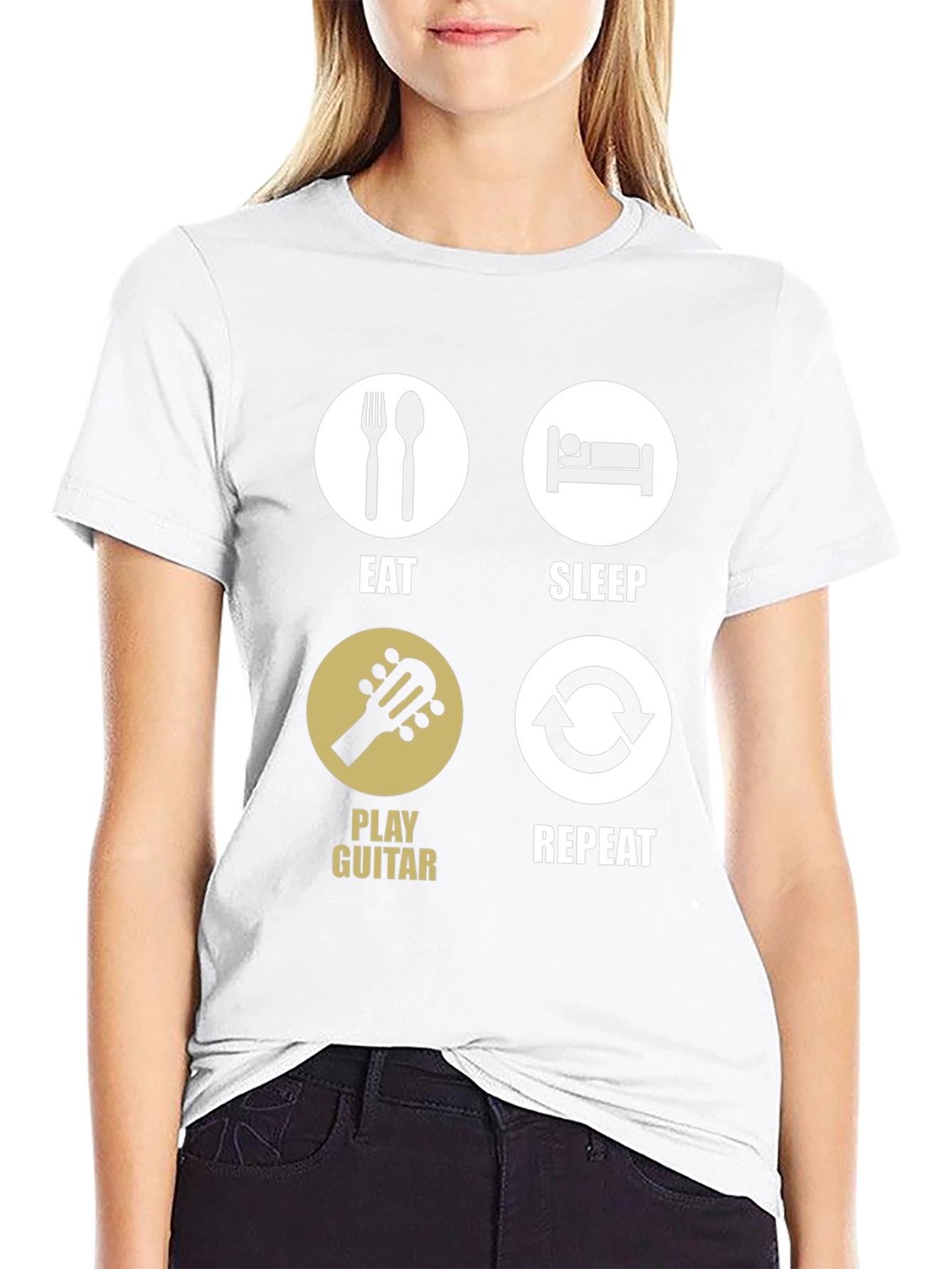 Eat Sleep Play Guitar Repeat Black T-Shirt