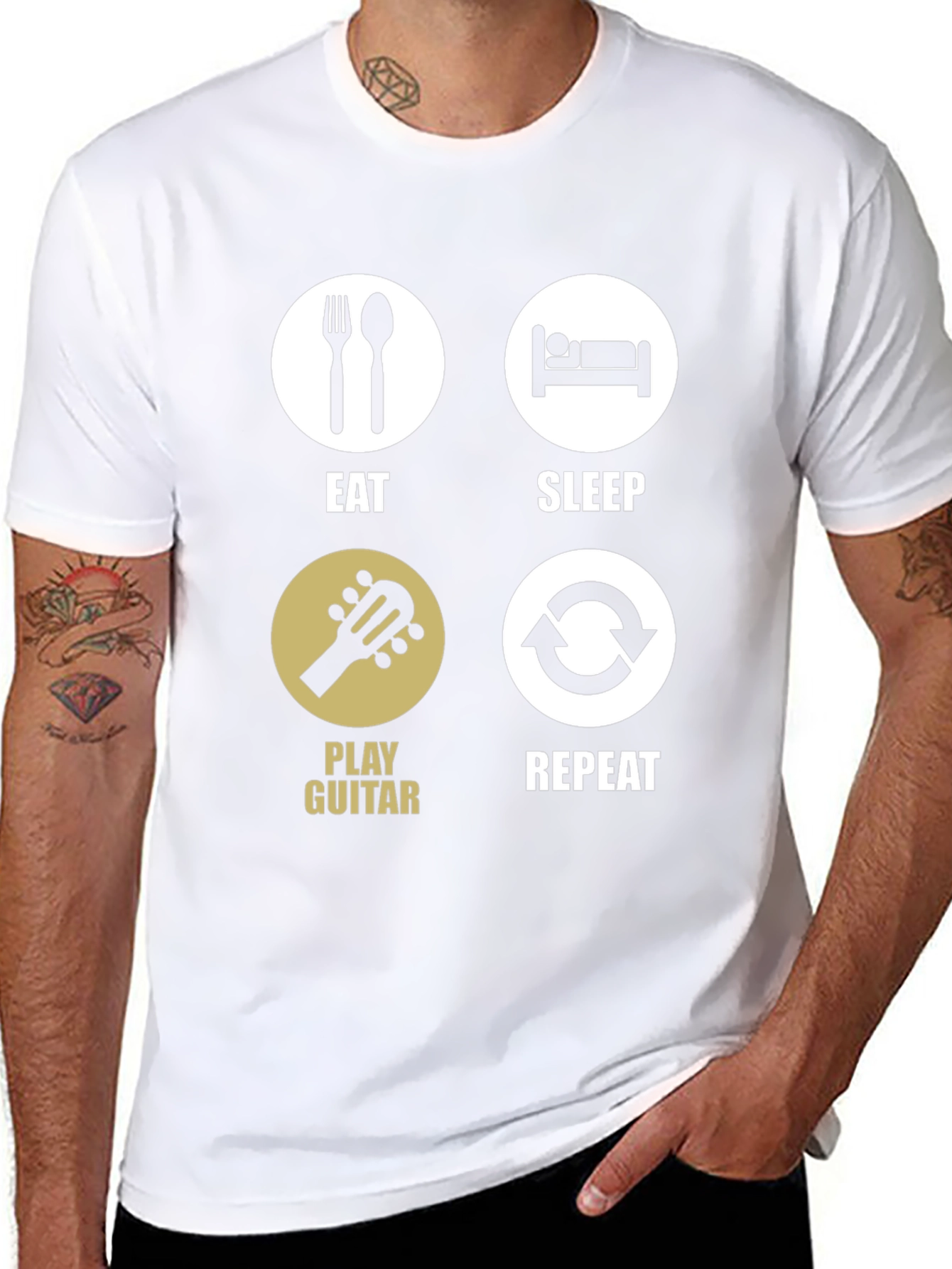 Eat Sleep Play Guitar Repeat Black T-Shirt