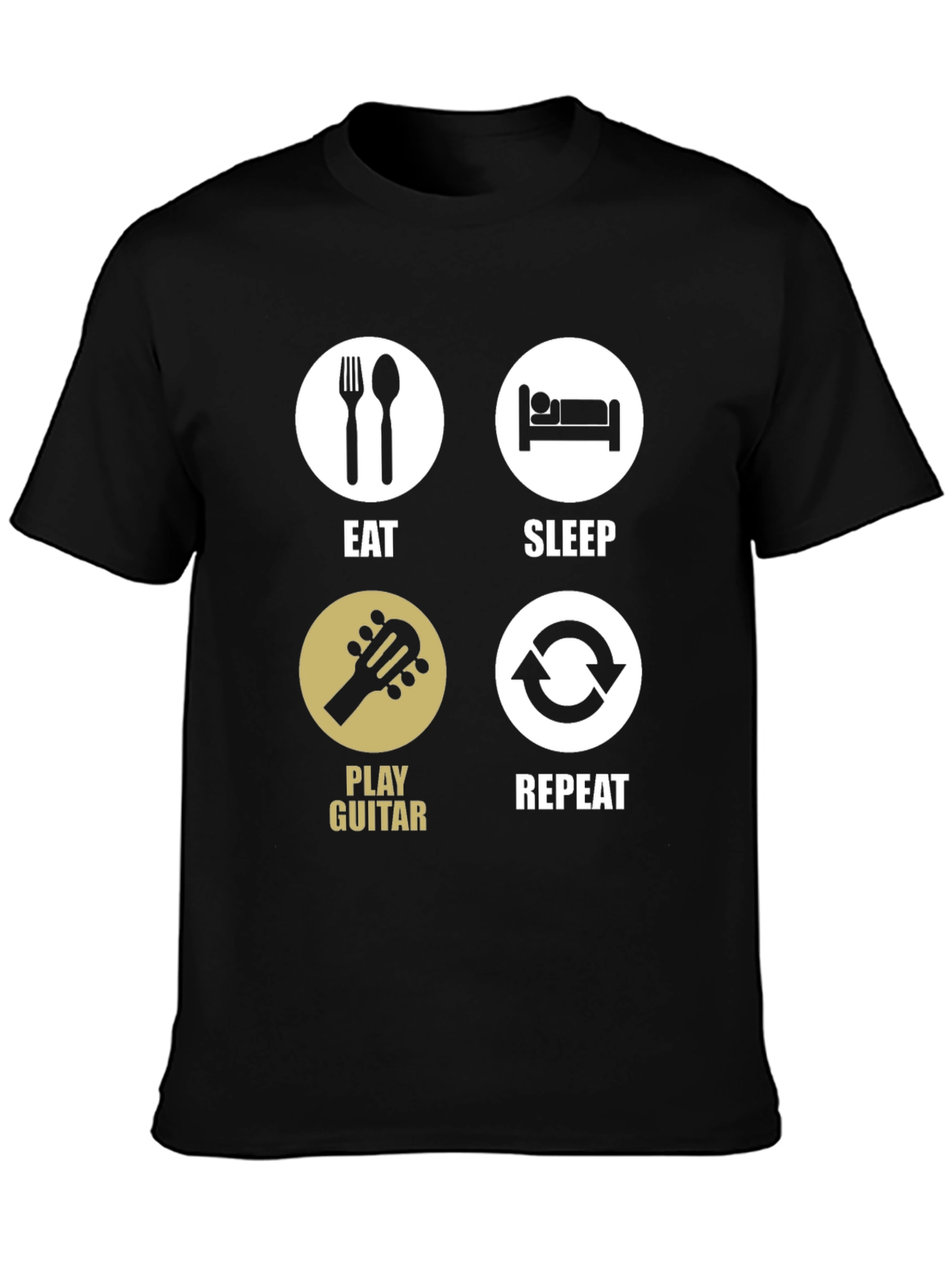 Eat Sleep Play Guitar Repeat Black T-Shirt