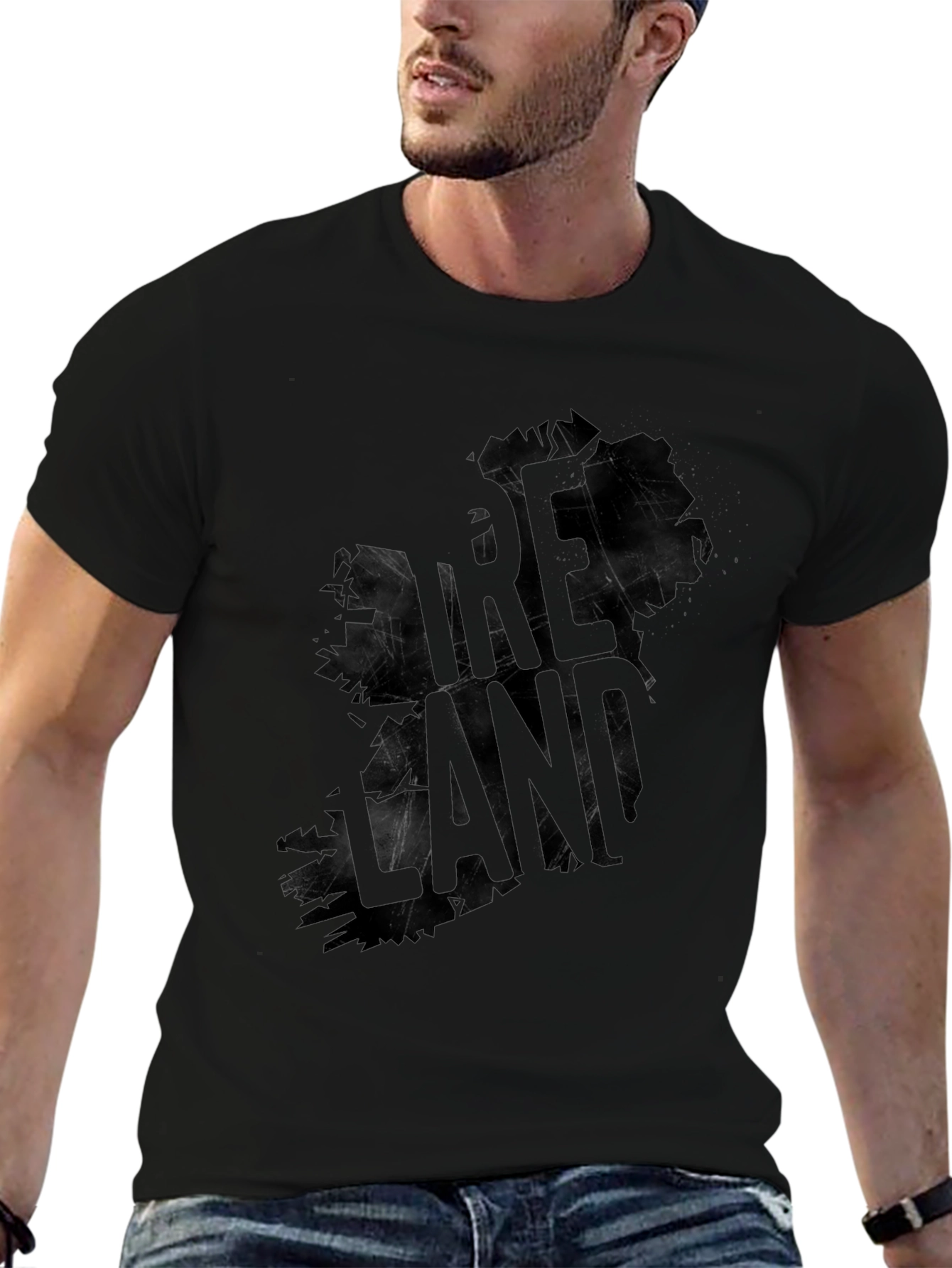 Ireland Map Graphic Black T-Shirt
